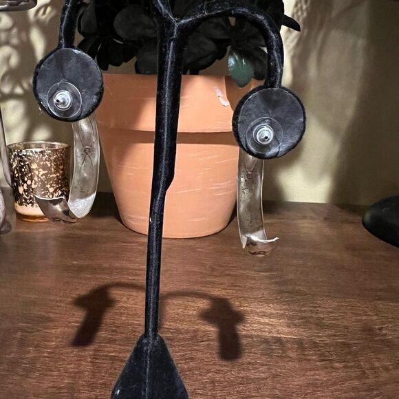 VINTAGE STERLING SILVER BIG HOOPS - Picture 3 of 5